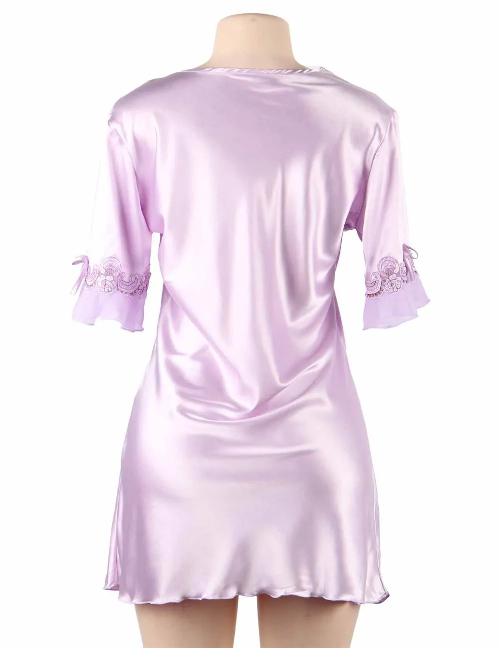 Fashionable Silk Embroidery Casual Nightdress