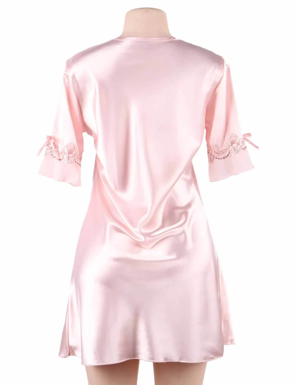 Fashionable Silk Embroidery Casual Nightdress