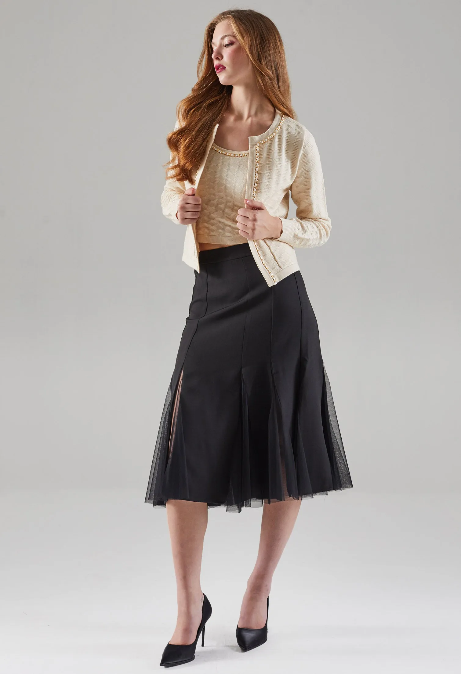Faux Chained Knitted Jacket