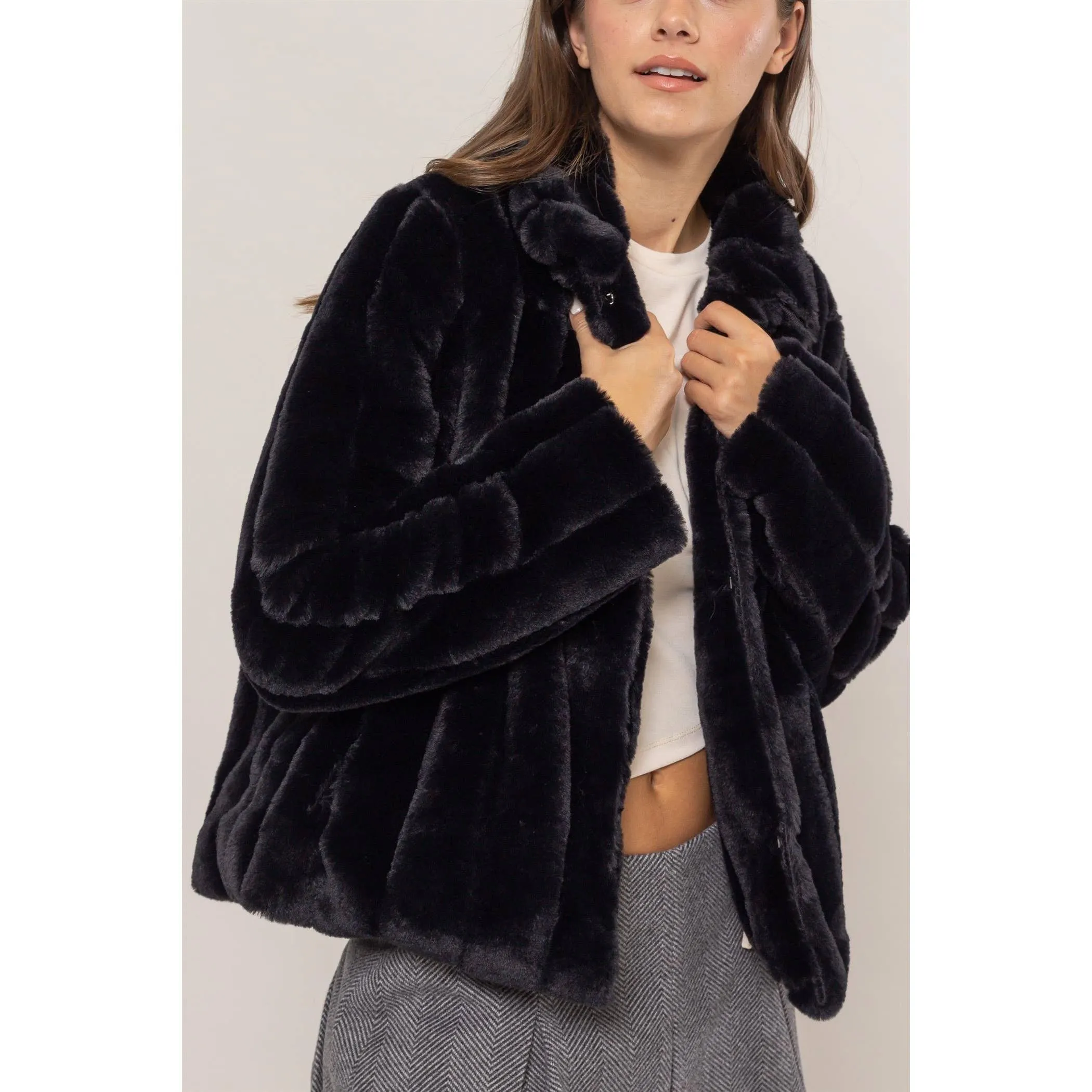 Faux Fur HYFVE Jacket: Grey