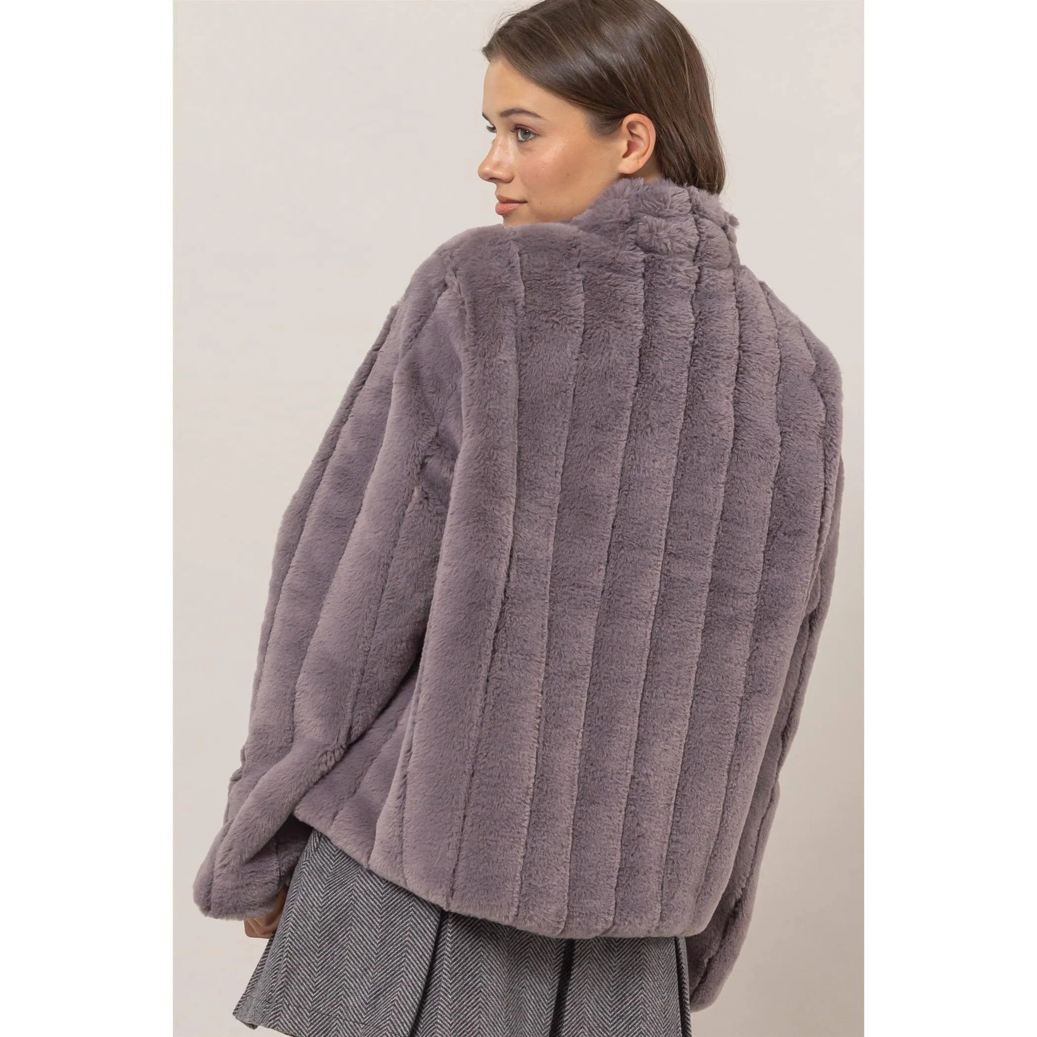 Faux Fur HYFVE Jacket: Grey
