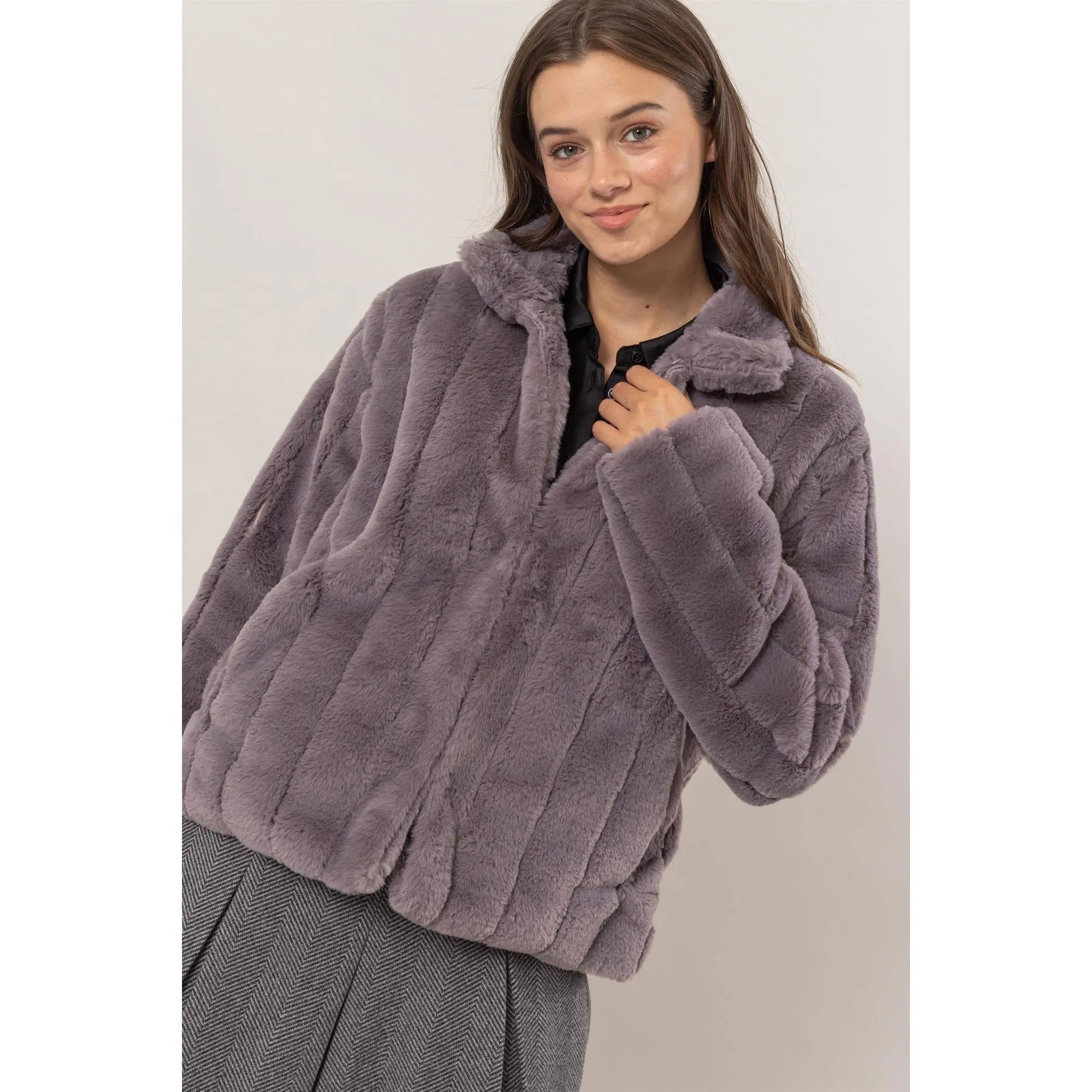 Faux Fur HYFVE Jacket: Grey