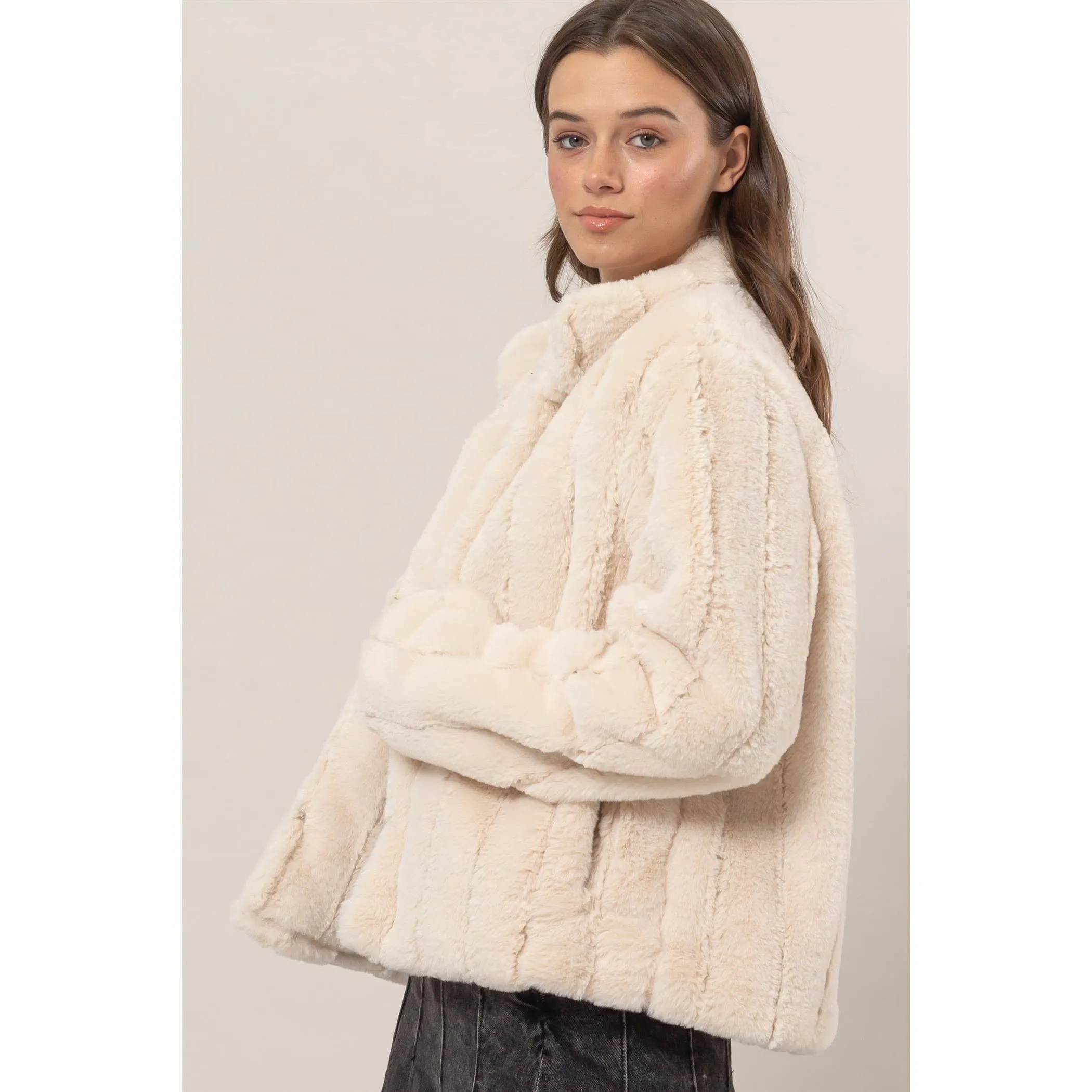 Faux Fur HYFVE Jacket: Grey
