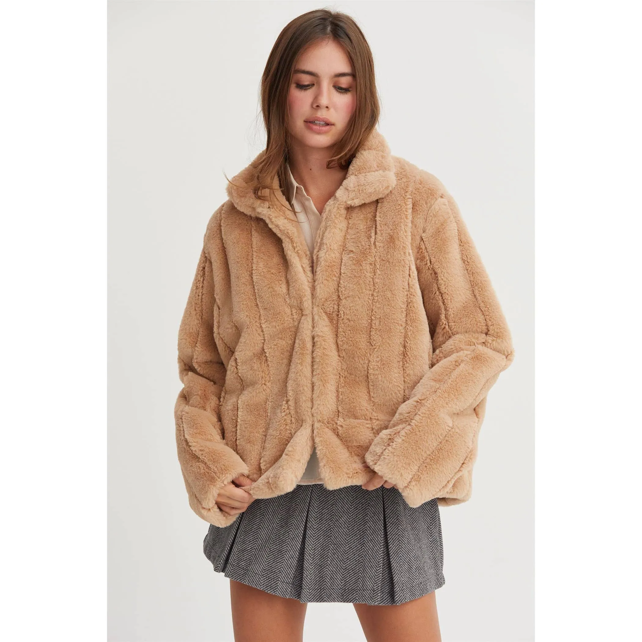 Faux Fur HYFVE Jacket: Grey