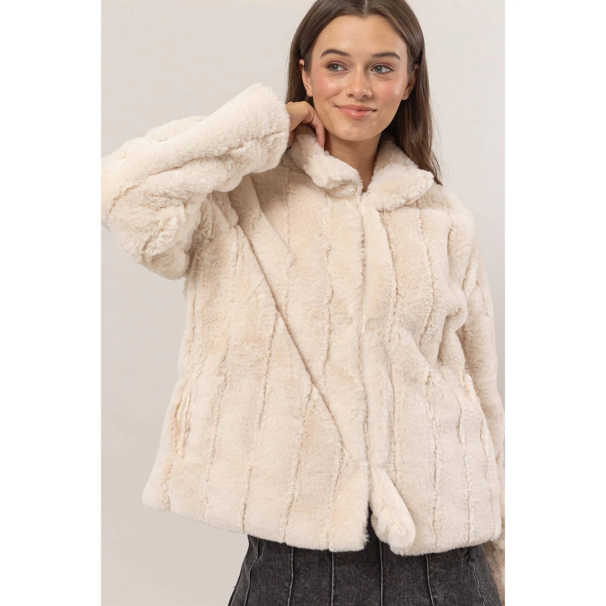 Faux Fur HYFVE Jacket: Grey
