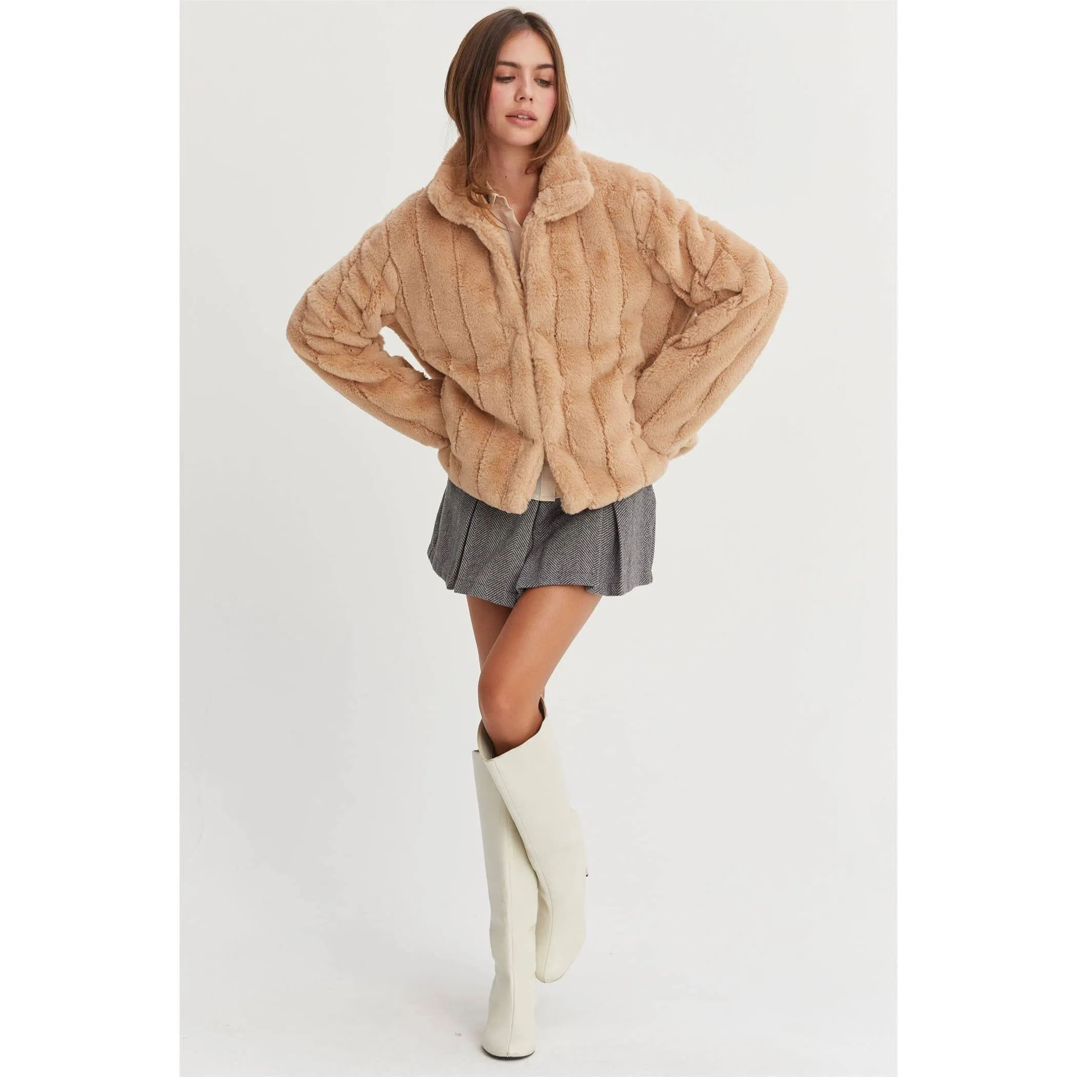 Faux Fur HYFVE Jacket: Grey