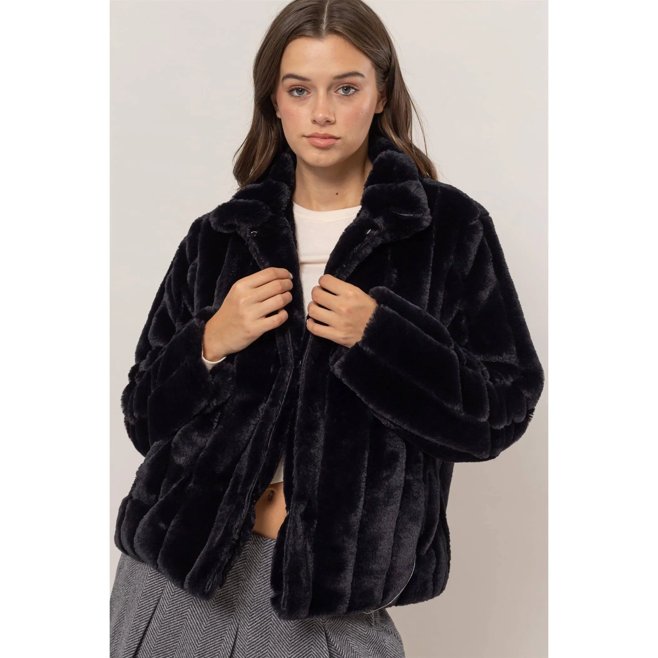 Faux Fur HYFVE Jacket: Grey