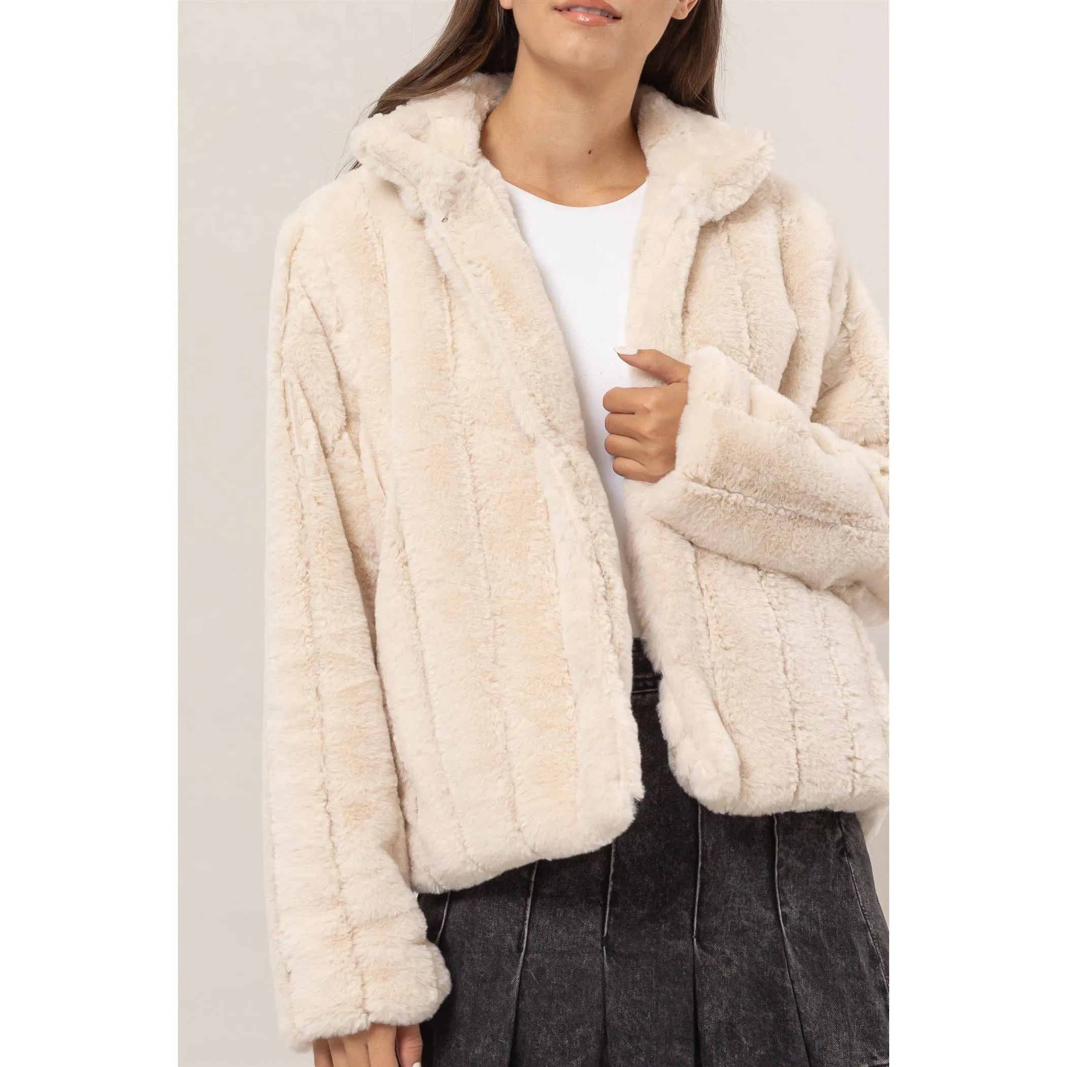 Faux Fur HYFVE Jacket: Grey