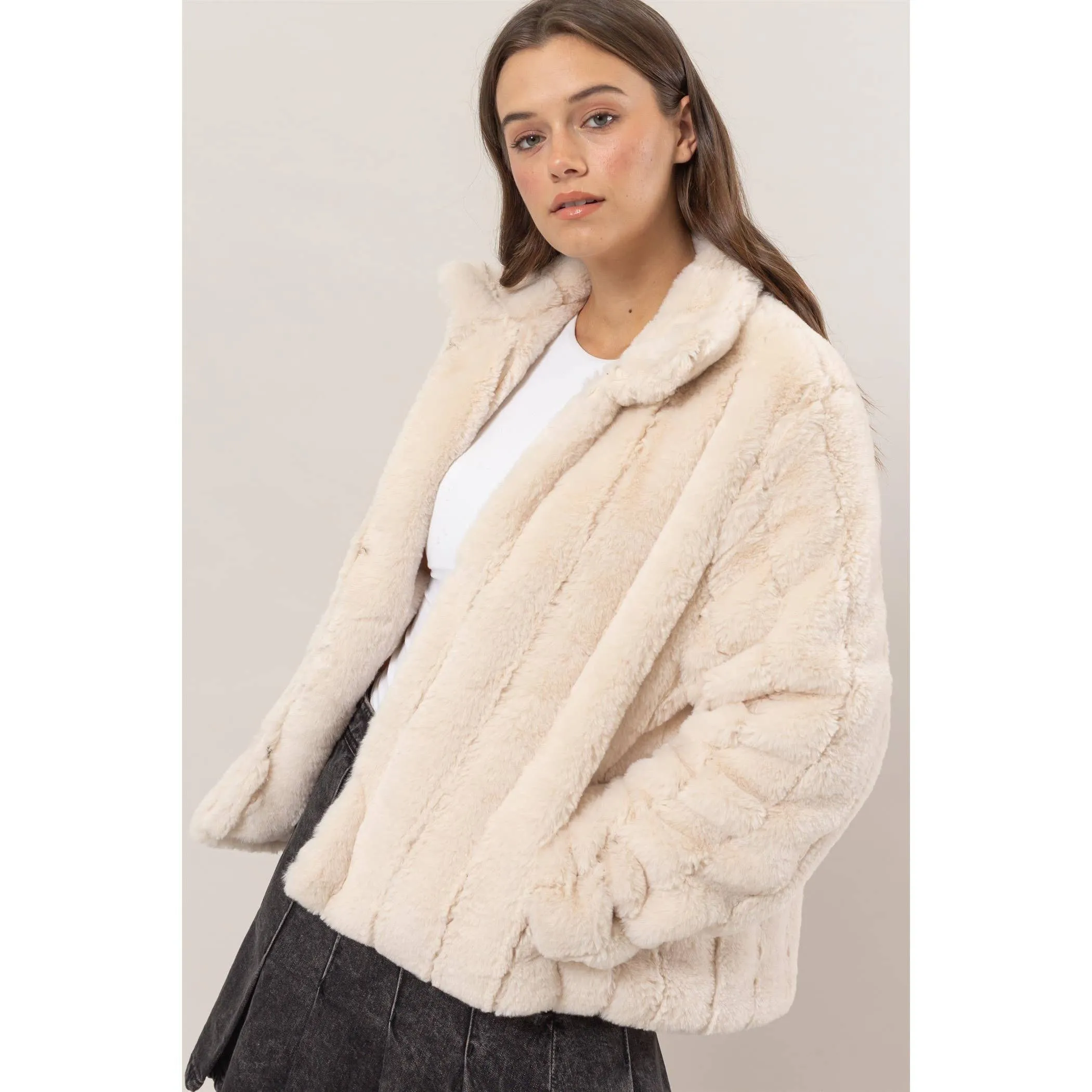 Faux Fur HYFVE Jacket: Grey