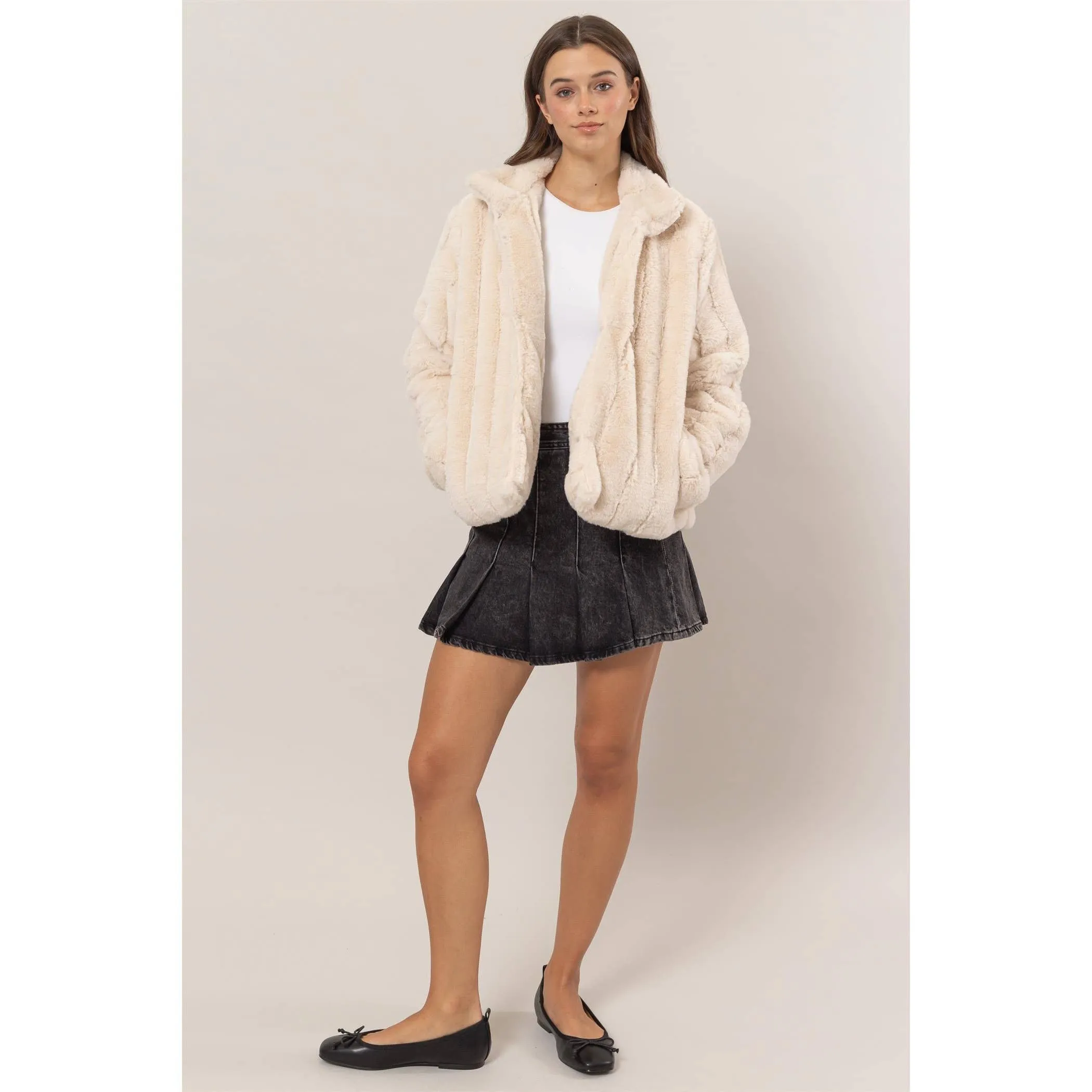 Faux Fur HYFVE Jacket: Grey