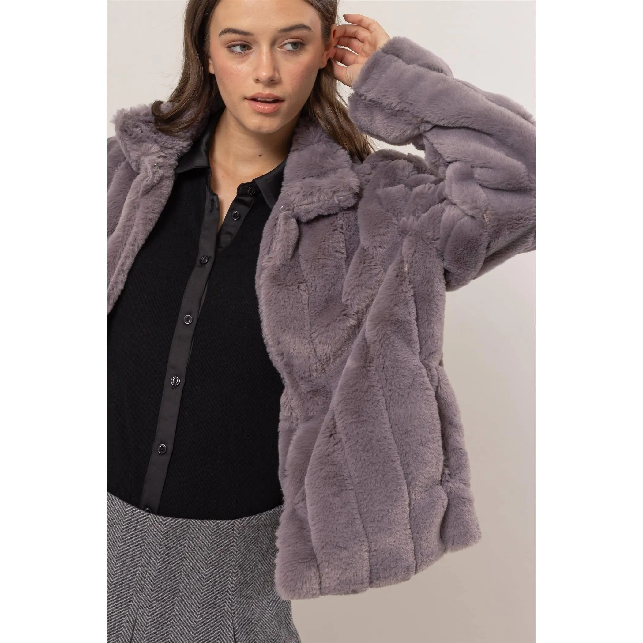 Faux Fur HYFVE Jacket: Grey