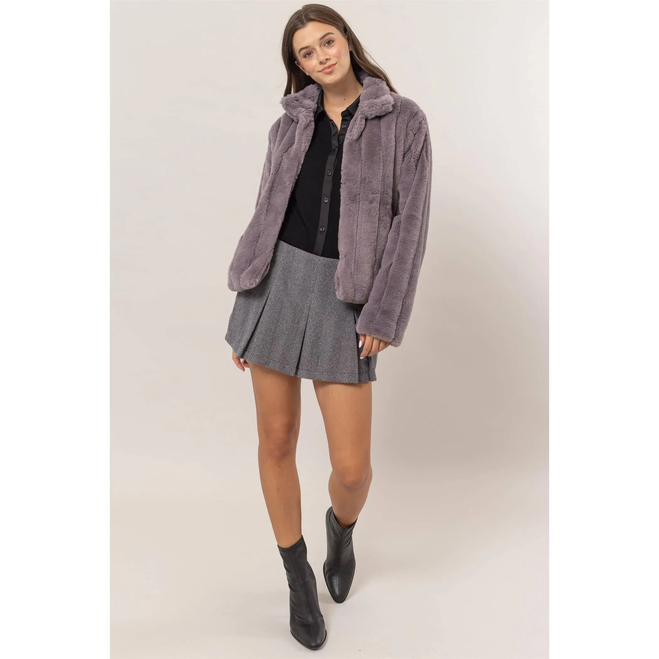 Faux Fur HYFVE Jacket: Grey
