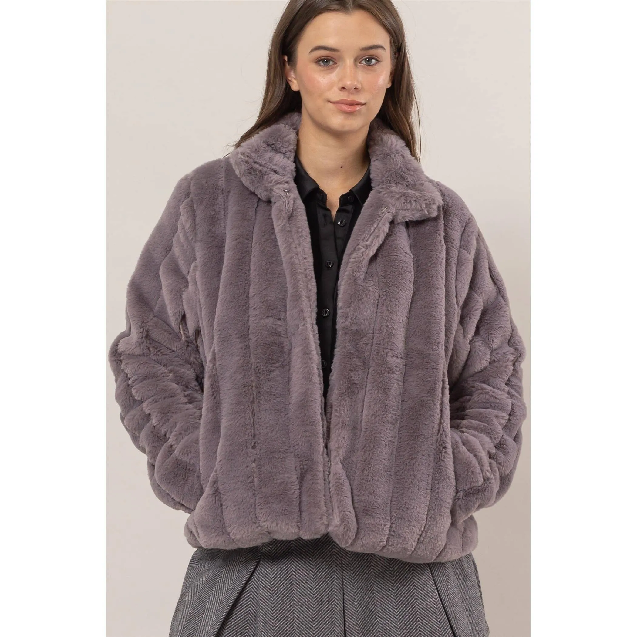 Faux Fur HYFVE Jacket: Grey