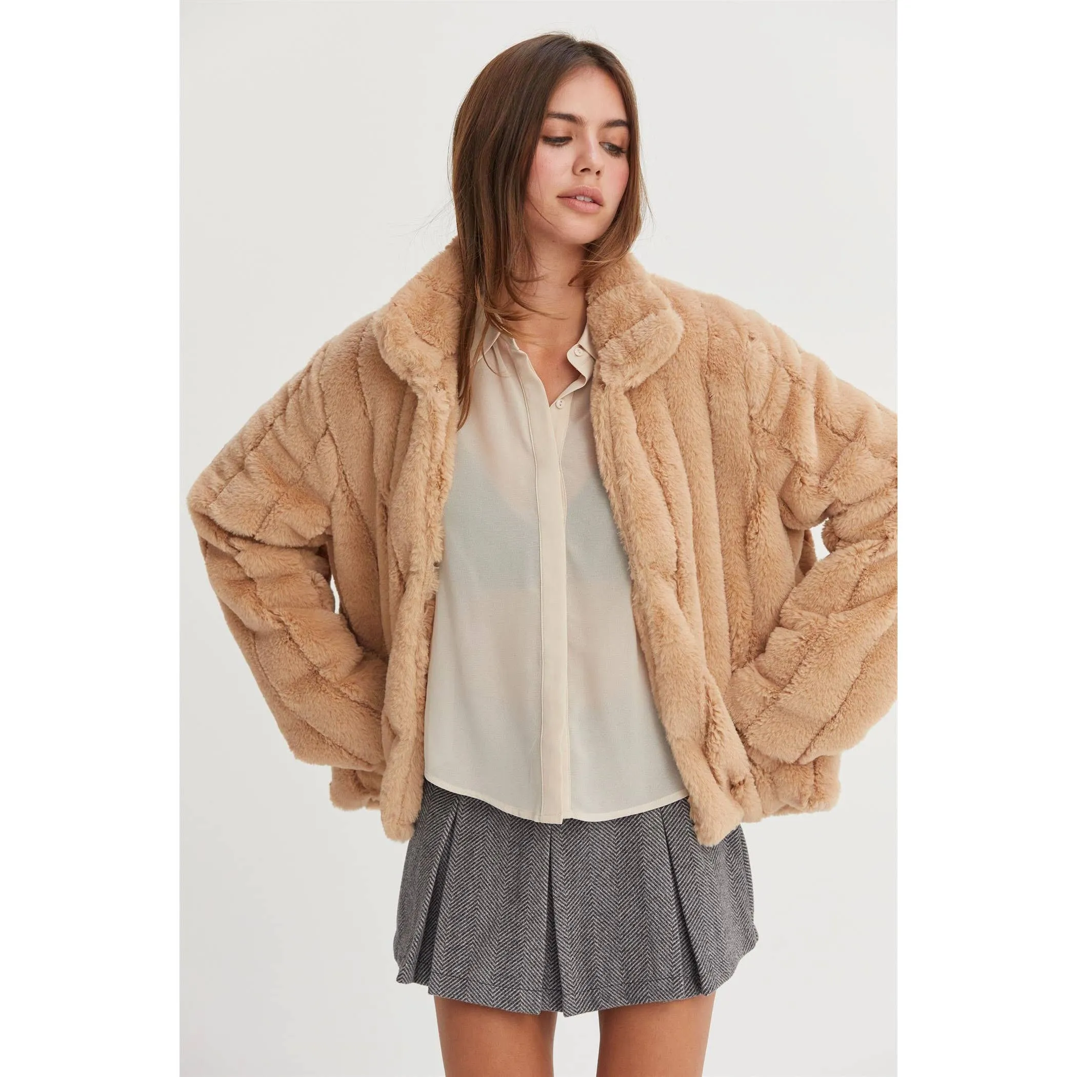 Faux Fur HYFVE Jacket: Grey