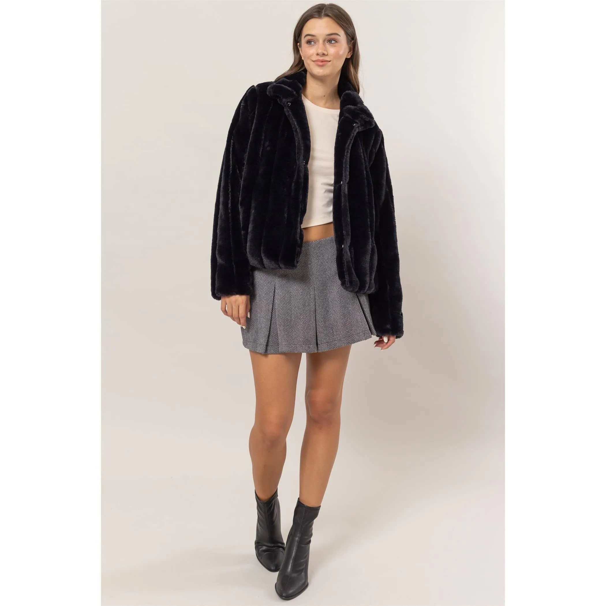 Faux Fur HYFVE Jacket: Grey