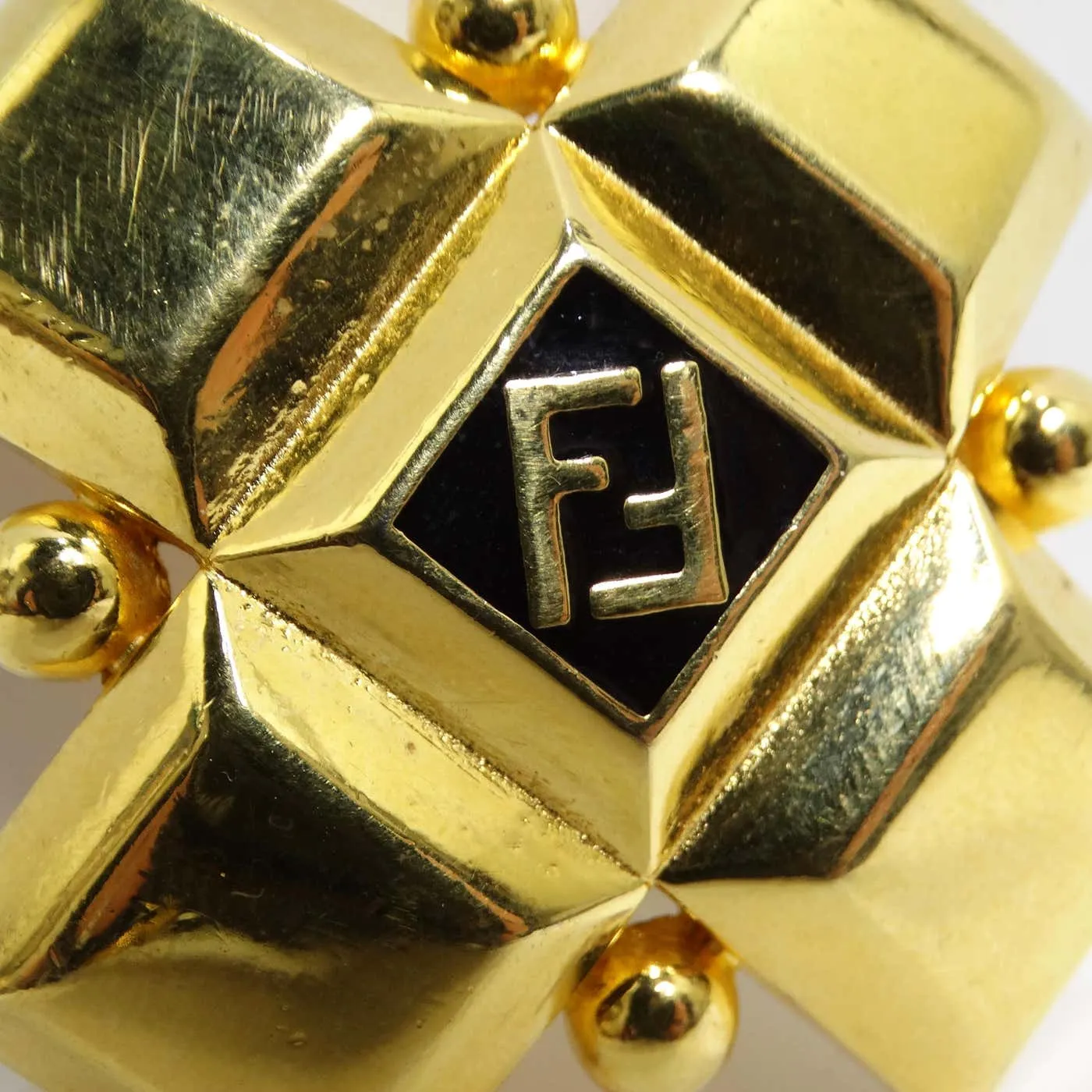 Fendi 1980s Gold Plated FF Large Brooch