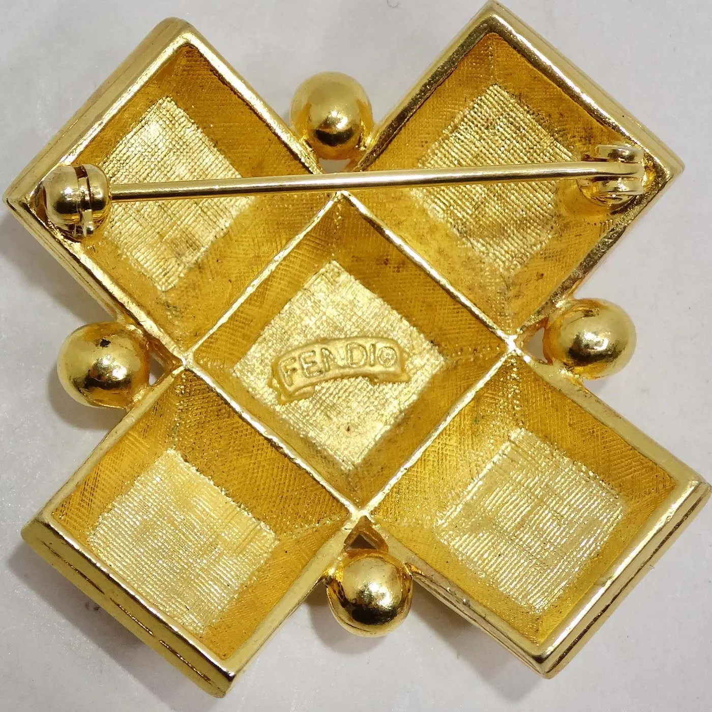 Fendi 1980s Gold Plated FF Large Brooch