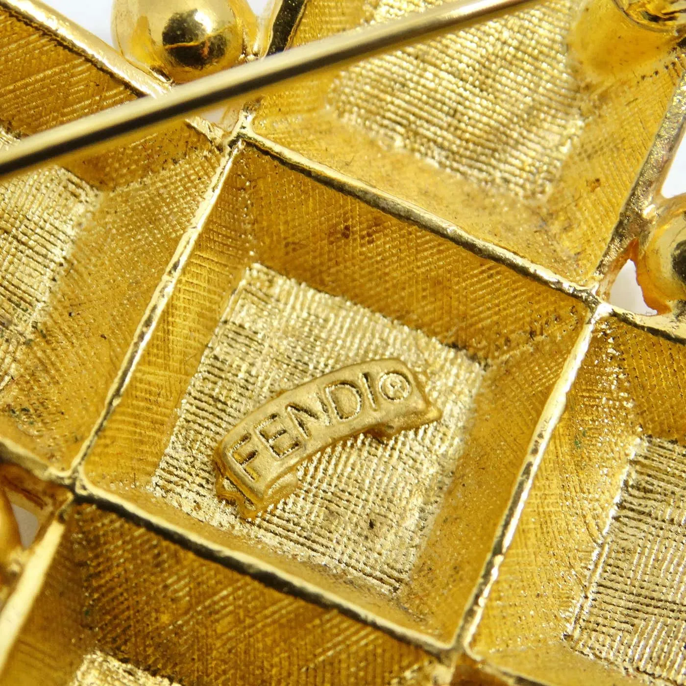 Fendi 1980s Gold Plated FF Large Brooch