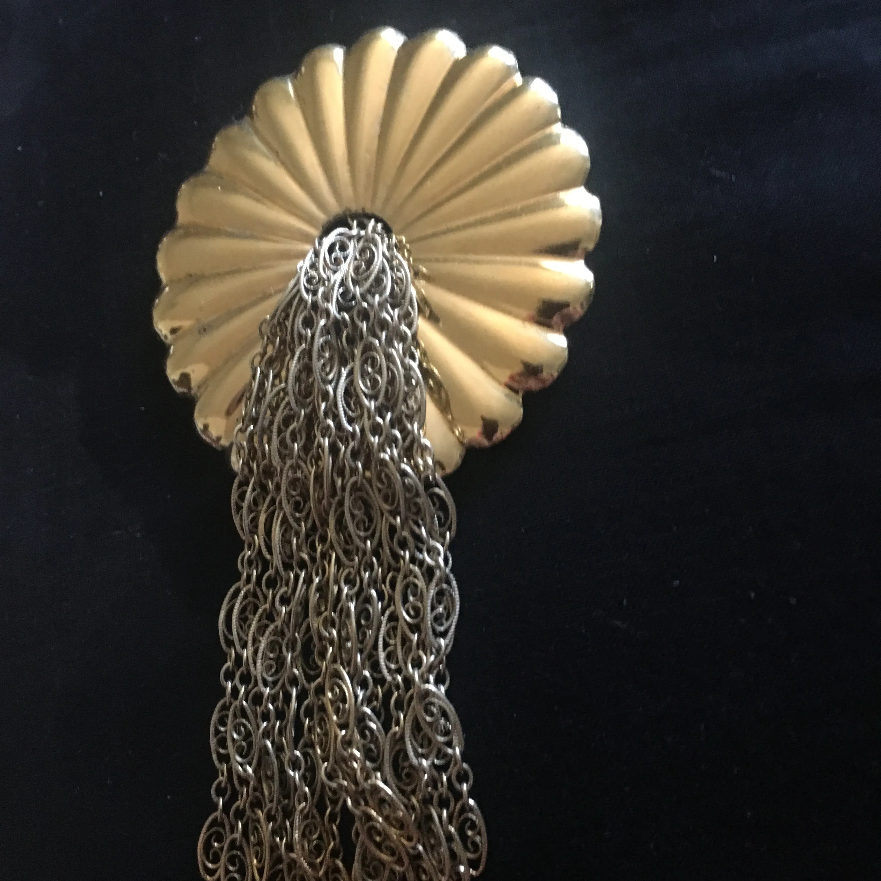 Fluted Fountain of Chains Disc Brooch AND Pendant