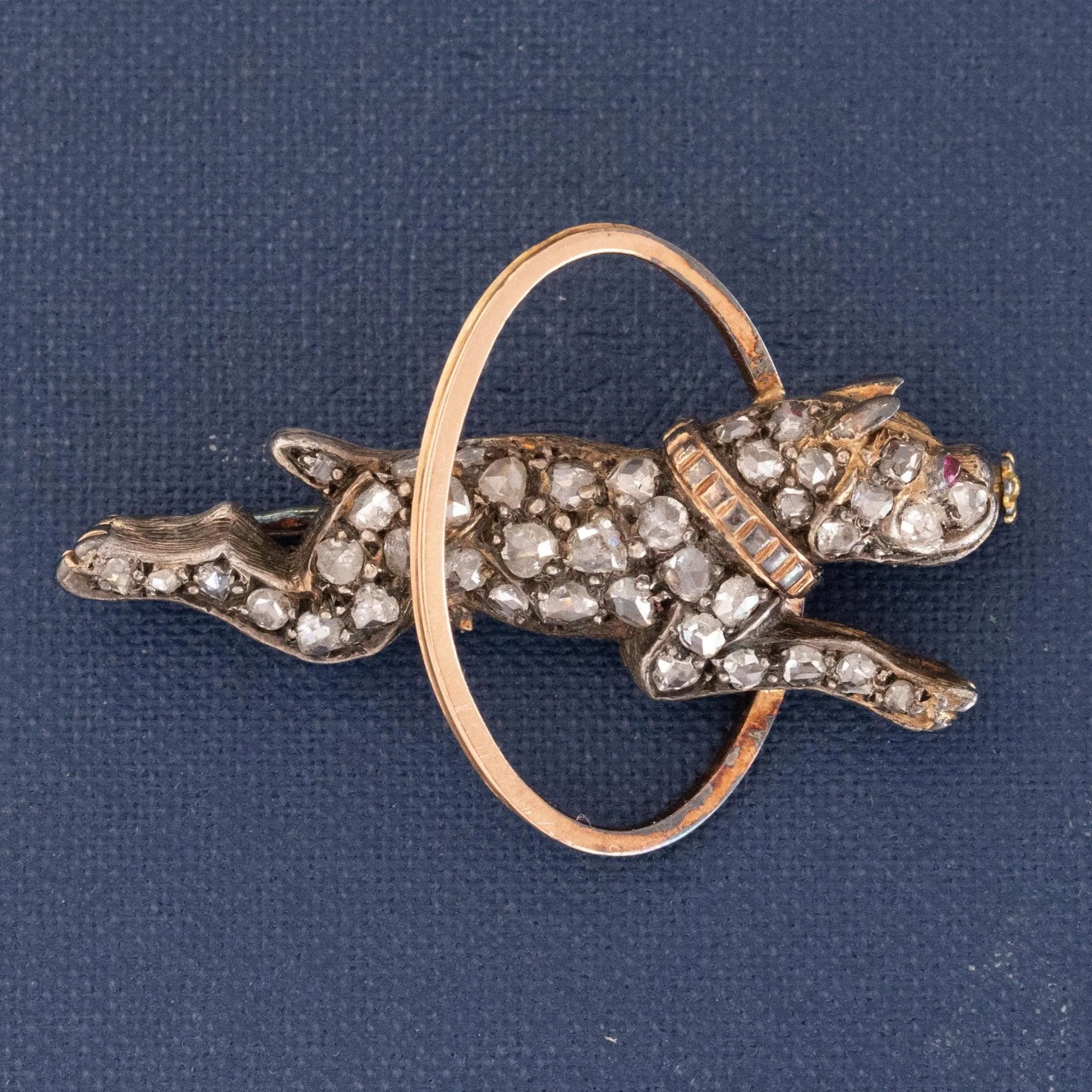 Georgian Rose Cut Diamond Bulldog Brooch French