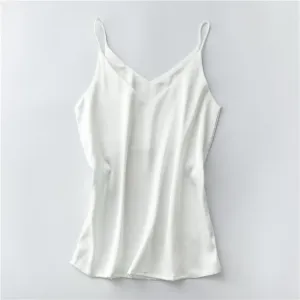 GOPLUS 2020 Strap Silk Top Women Sexy Halter V Neck Sleeveless Vest Soft Satin Tank Tops Underwear Plus Size Camisole Female