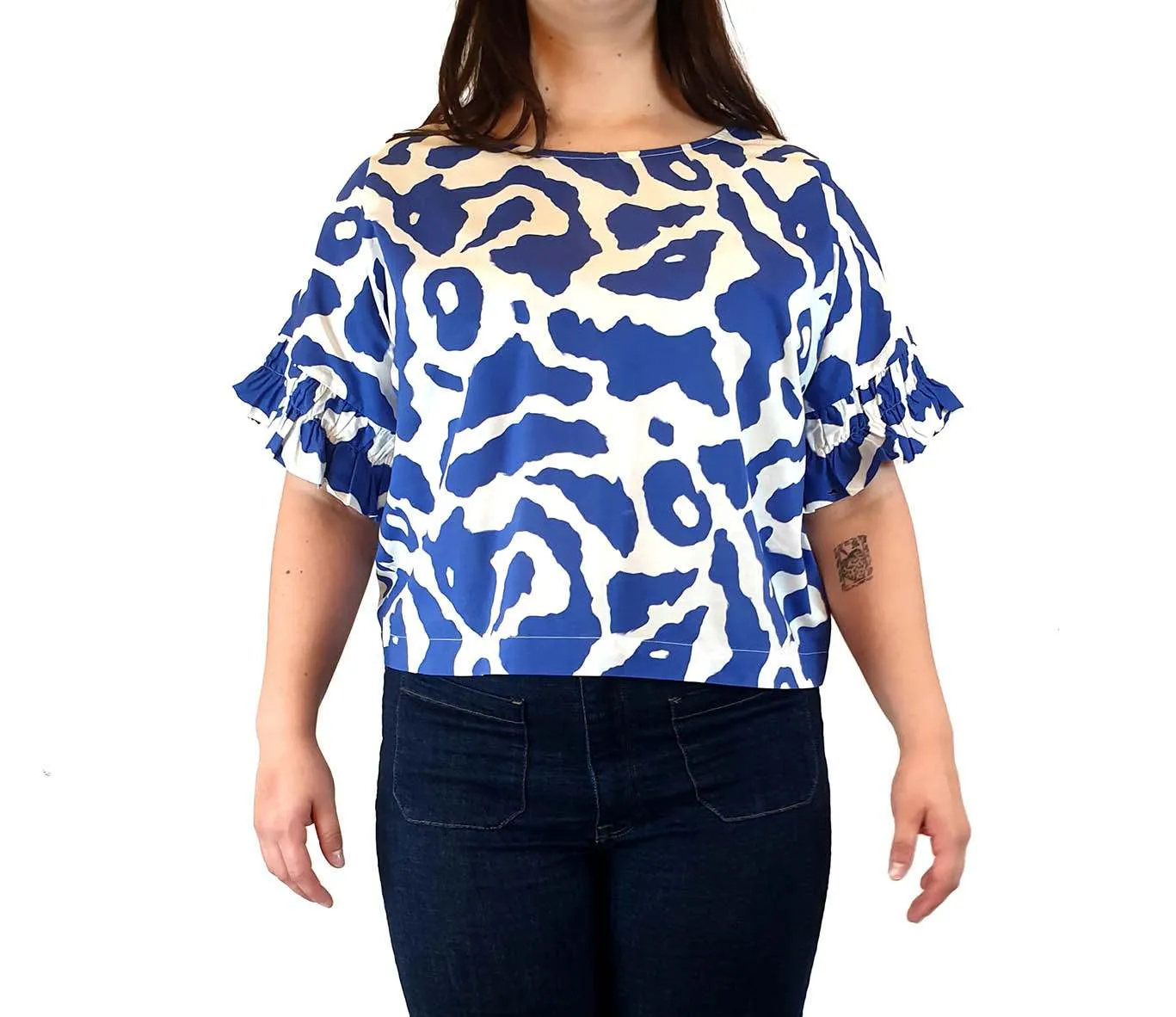 Gorman   Mireia Ruiz blue and white print top size 14