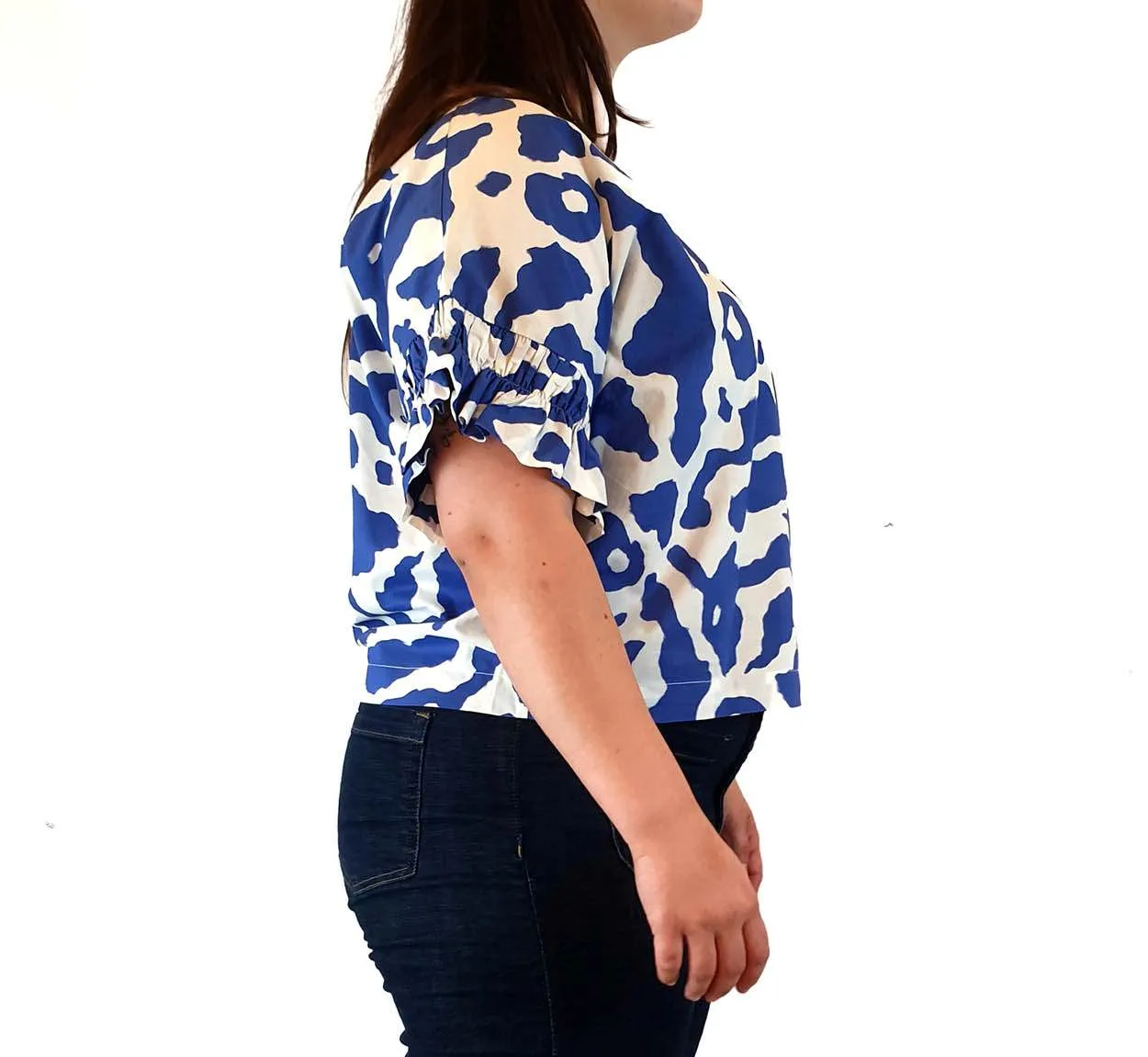 Gorman   Mireia Ruiz blue and white print top size 14