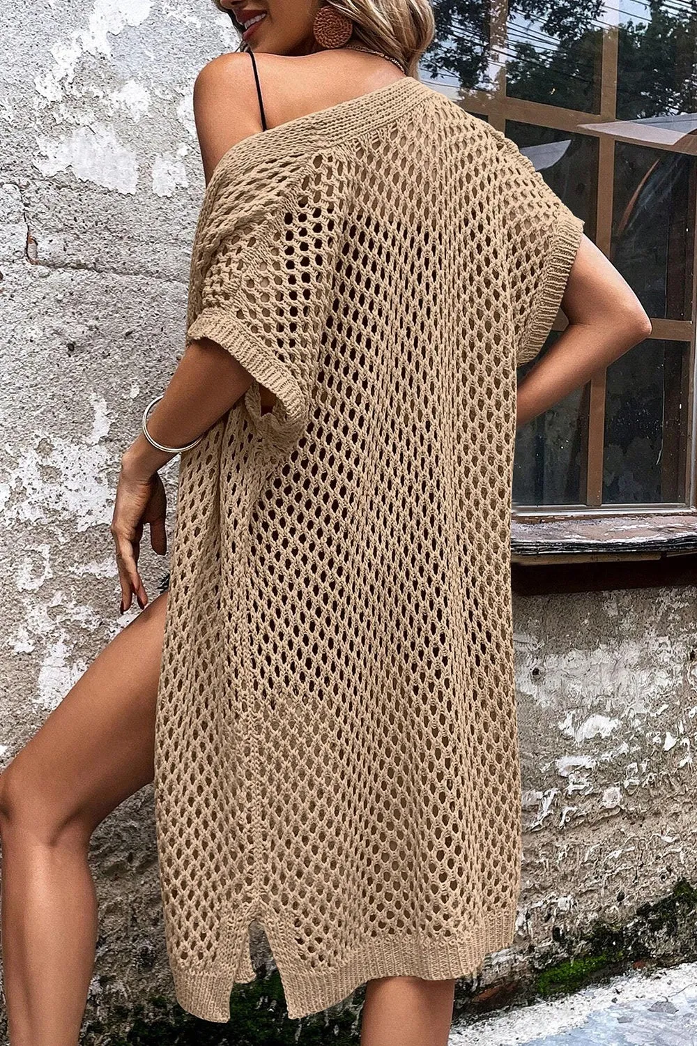 Grant Openwork Open Front Short Sleeve Cardigan