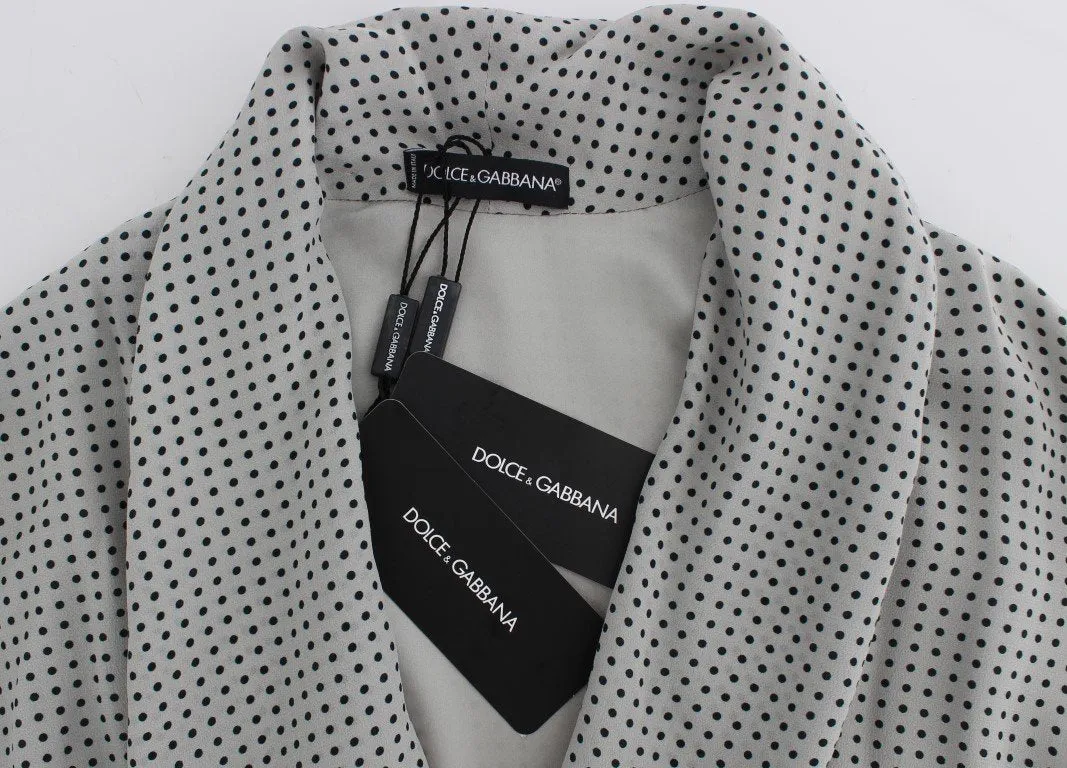 Gray Polka Dotted Silk Sleepwear Robe