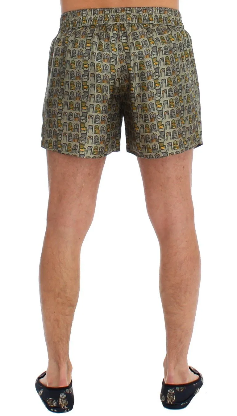 Green Chair Print SILK Pajama Shorts
