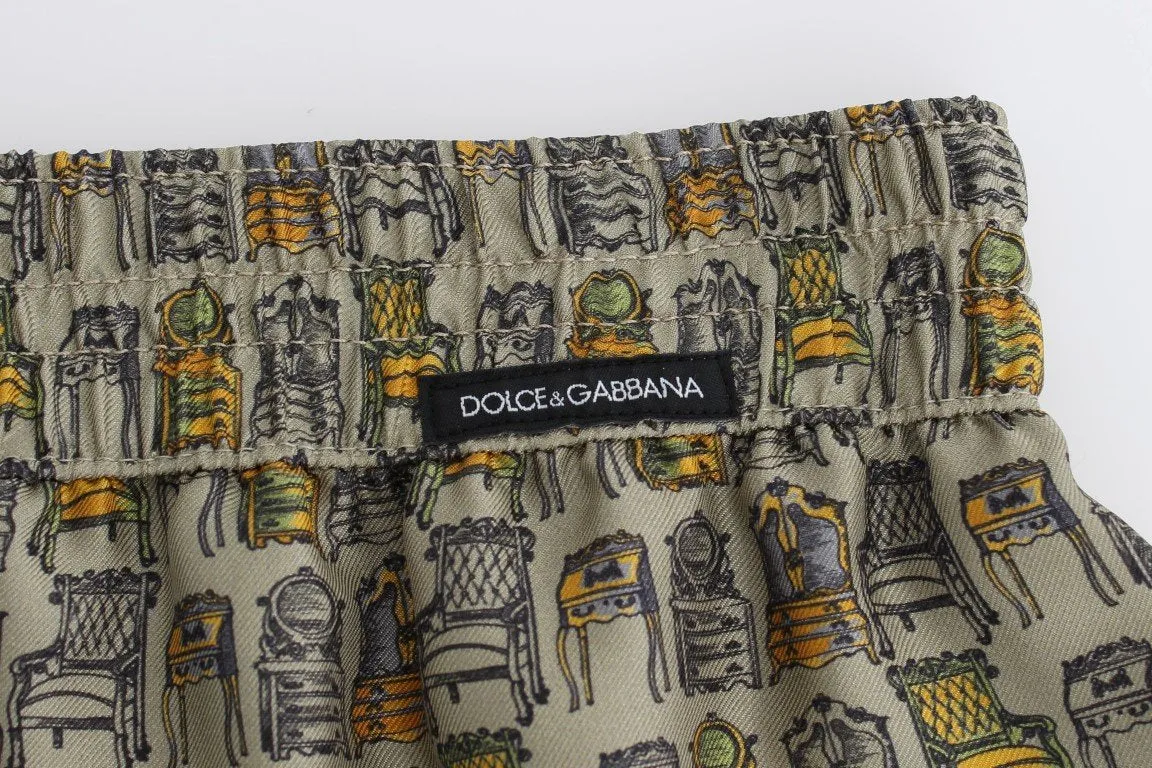 Green Chair Print SILK Pajama Shorts