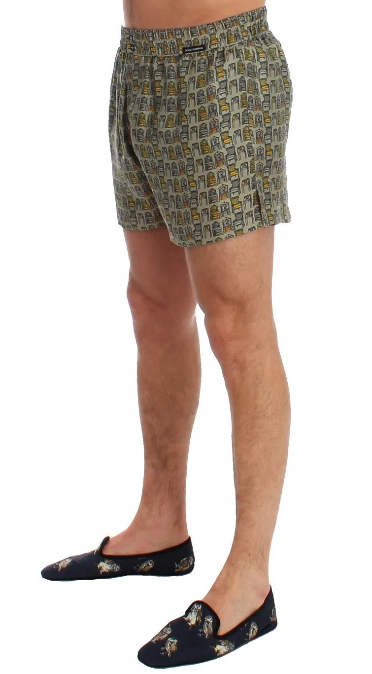 Green Chair Print SILK Pajama Shorts