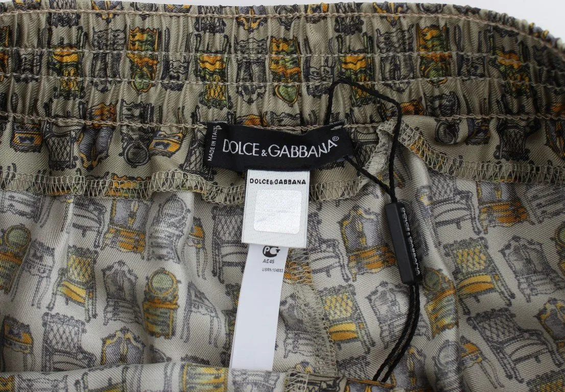 Green Chair Print SILK Pajama Shorts