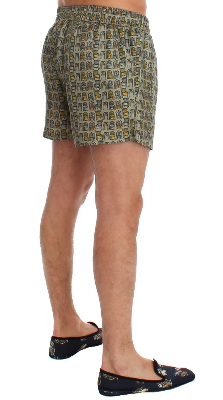 Green Chair Print SILK Pajama Shorts