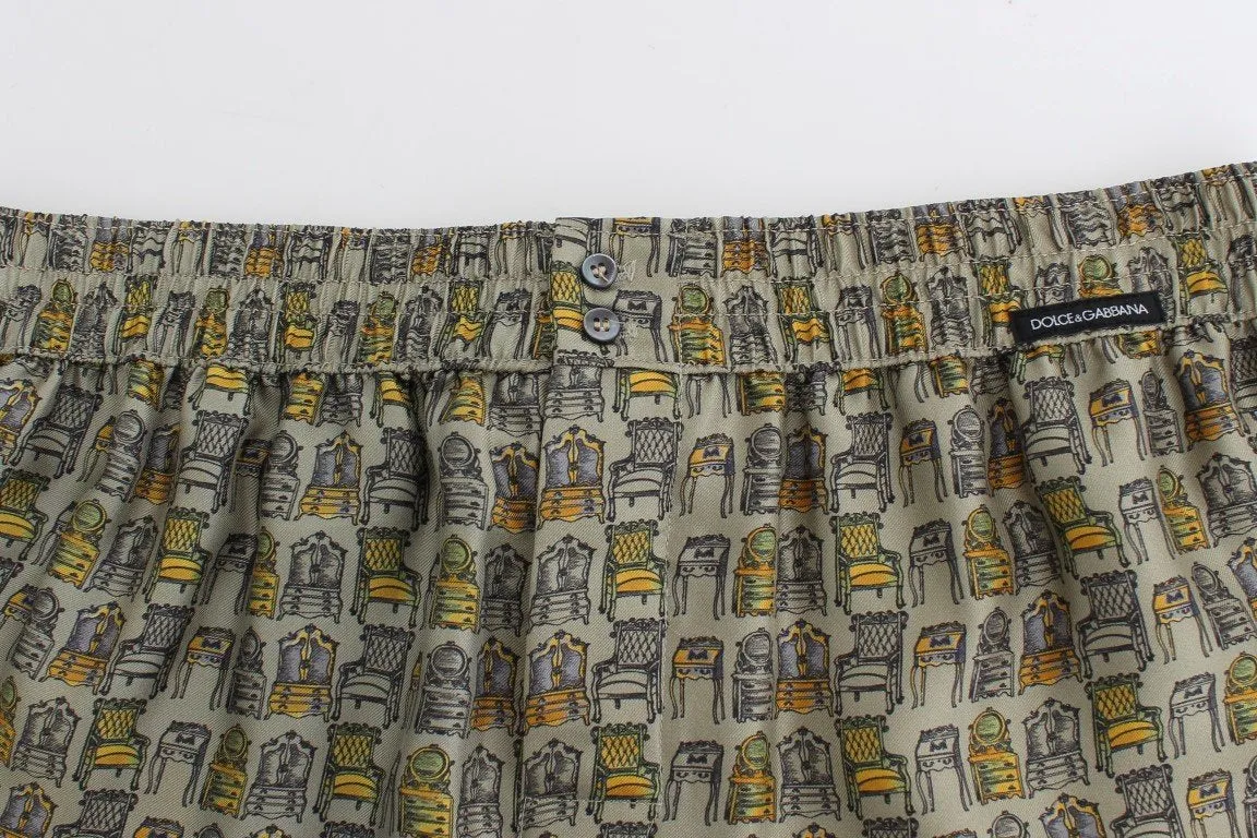 Green Chair Print SILK Pajama Shorts