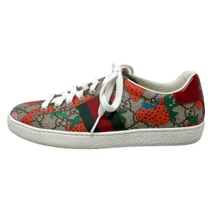 Gucci GG Supreme Monogram Logo Strawberries Print Ace Sneakers EU 36