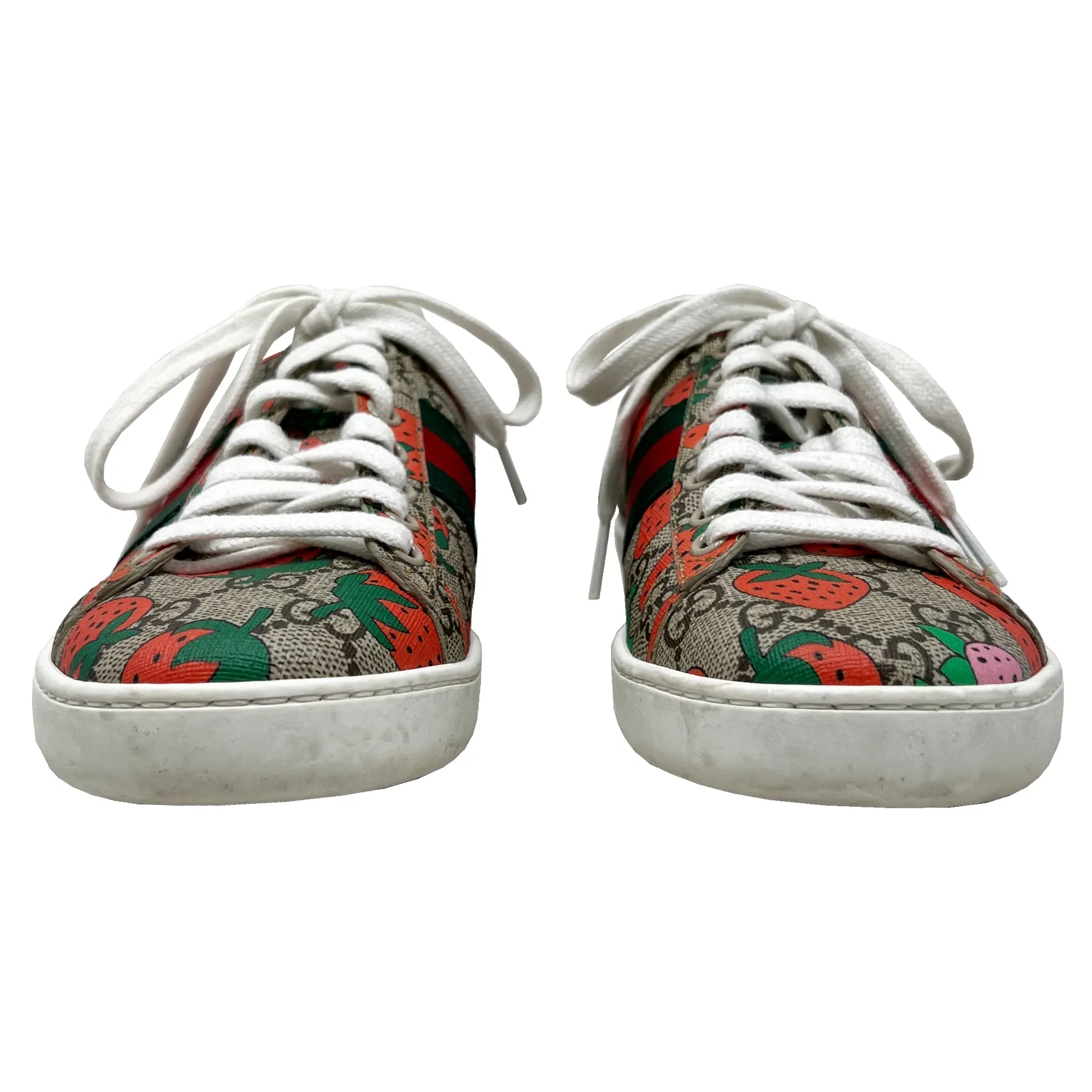 Gucci GG Supreme Monogram Logo Strawberries Print Ace Sneakers EU 36