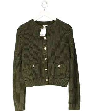H&M Green Rib Knit Cardigan UK XS