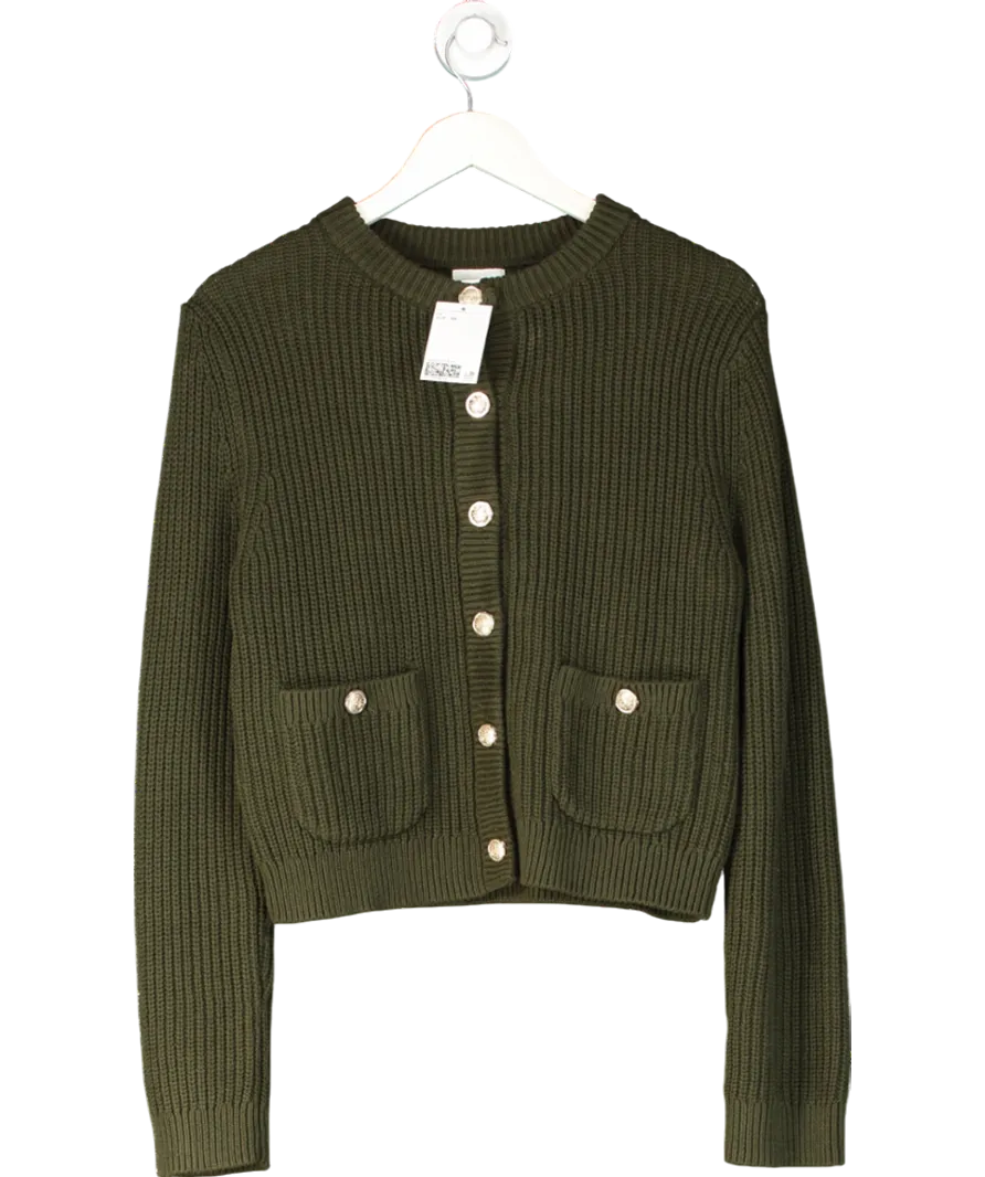 H&M Green Rib Knit Cardigan UK XS
