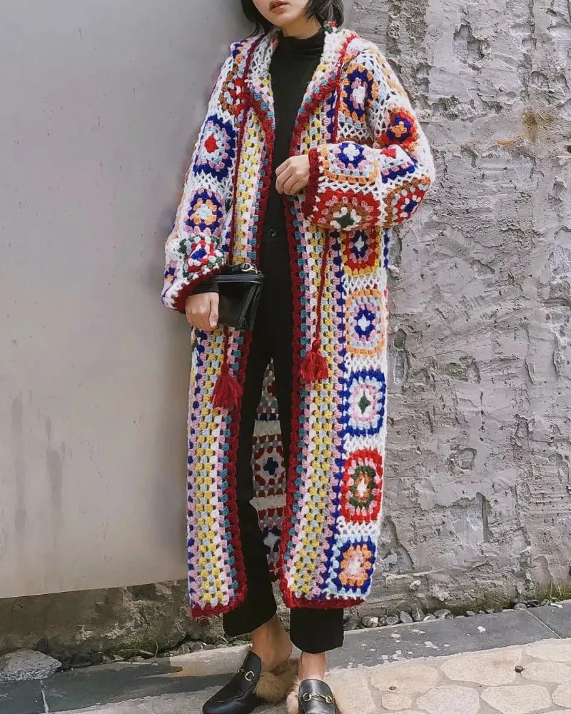 Handicraft Hollow-out Mohair Lacing Cardigans Sweaters Coat