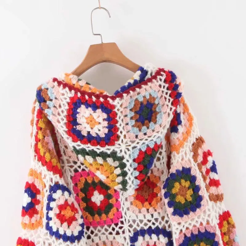 Handicraft Hollow-out Mohair Lacing Cardigans Sweaters Coat