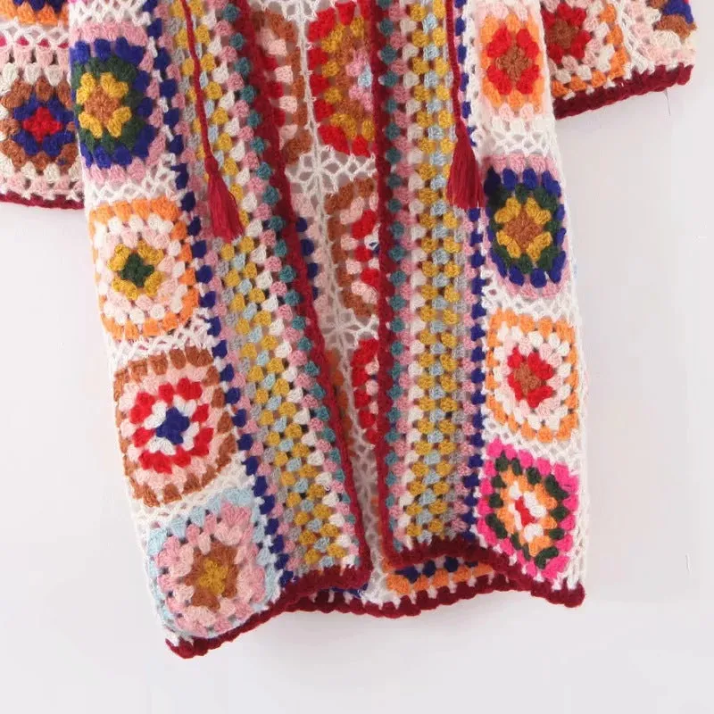 Handicraft Hollow-out Mohair Lacing Cardigans Sweaters Coat