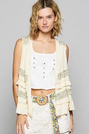 Hazel Blues® |  POL Ruffled Open Front Sleeveless Cardigan