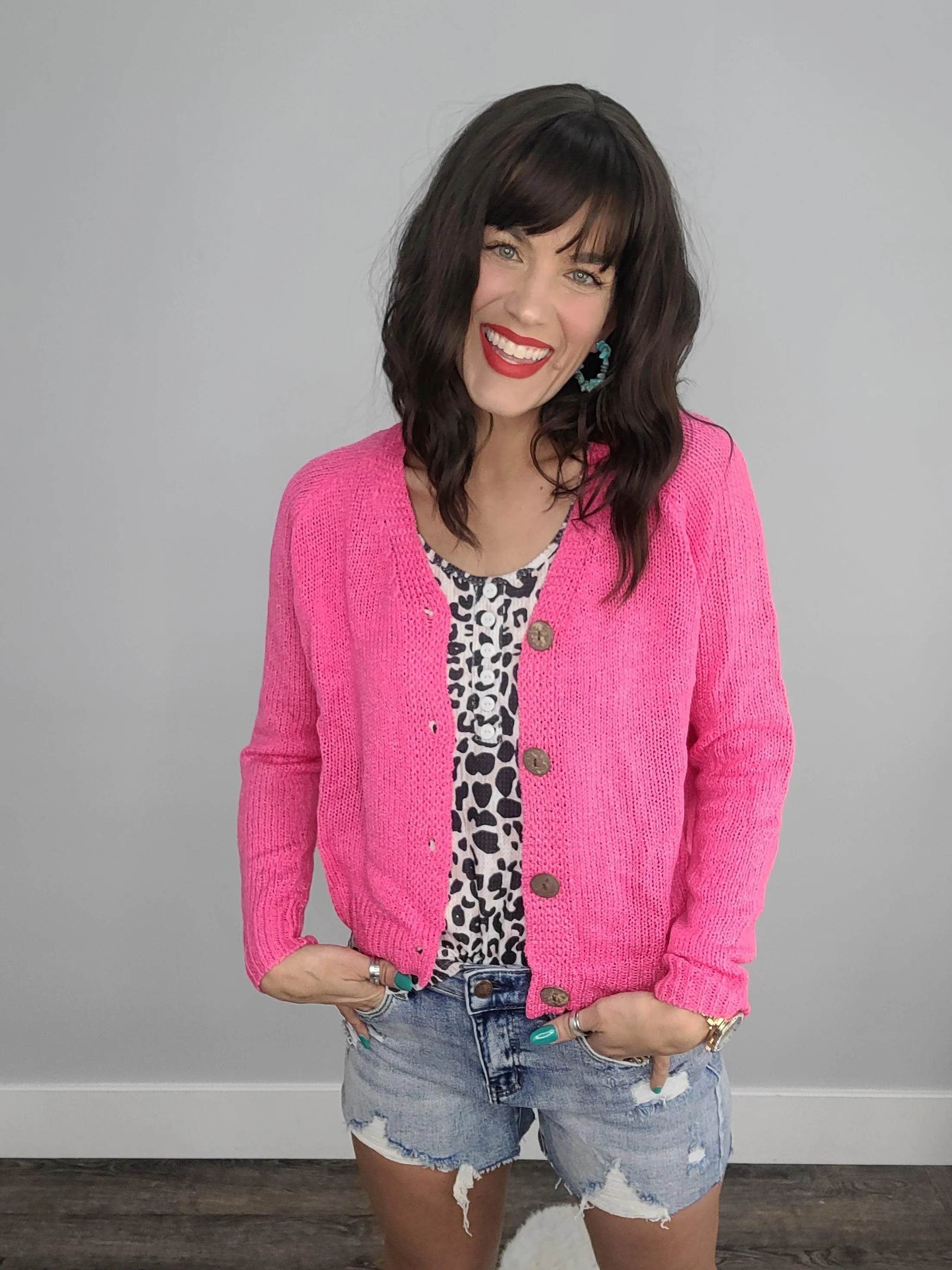 Hazel Blues® | Raglan Sleeve Button Front Cardigan