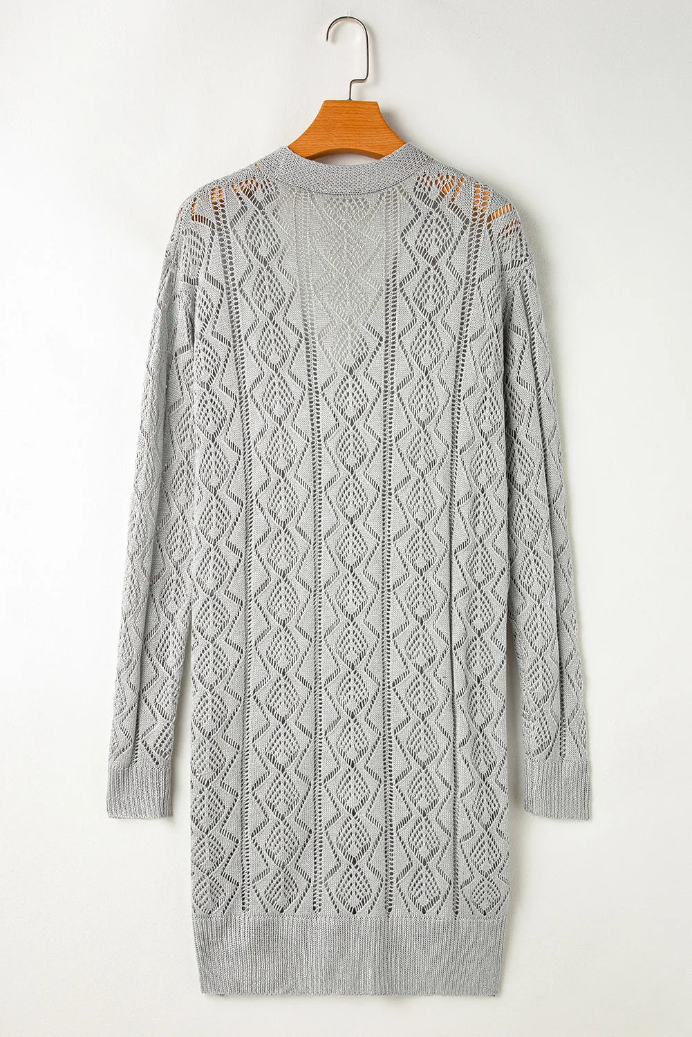 Hollow Out Buttons Front Long Cardigan