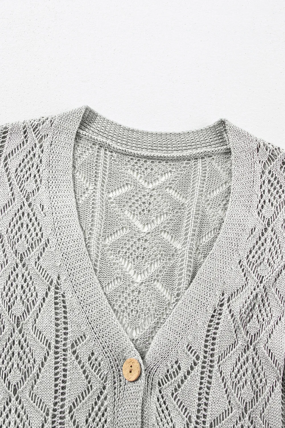 Hollow Out Buttons Front Long Cardigan