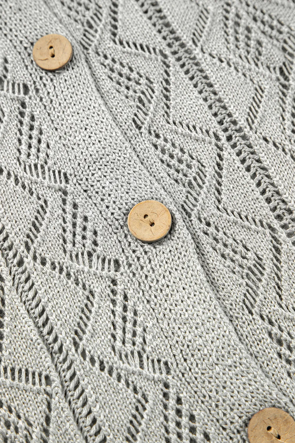 Hollow Out Buttons Front Long Cardigan