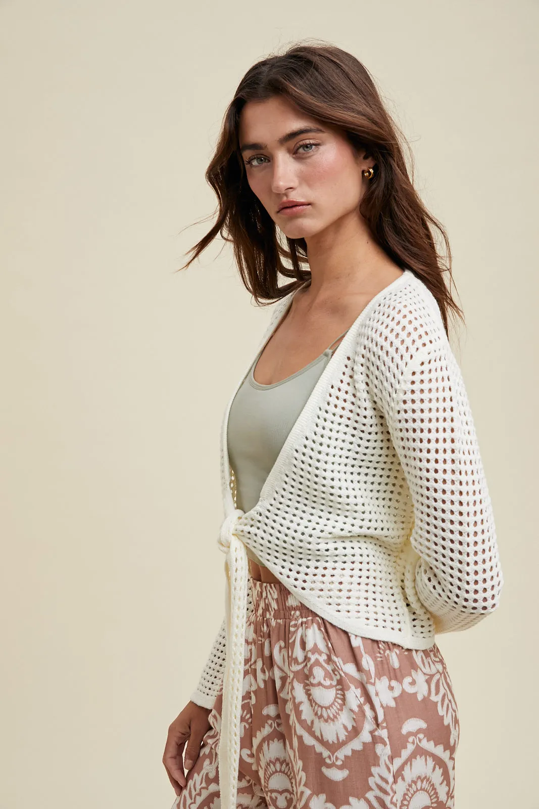 Jameson Open Knit Self Tie Cardigan