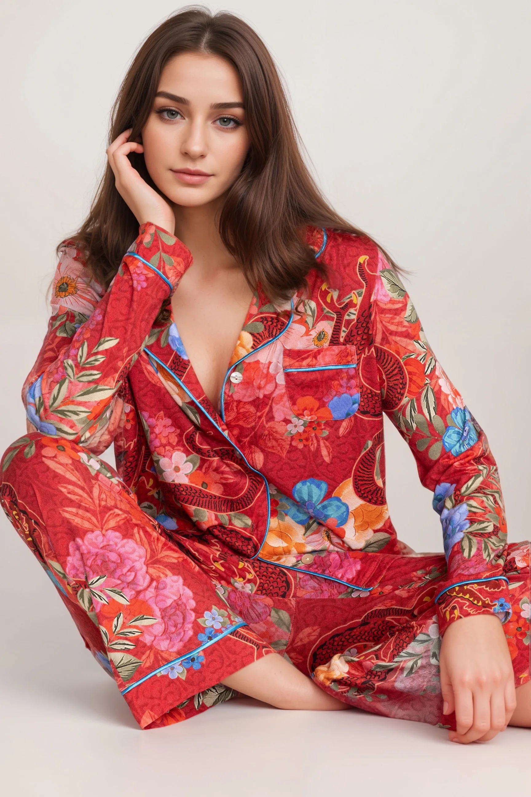 Johnny Was The Carly Tatsu Long PJ Sleep Set Plus Size MS8224-LX