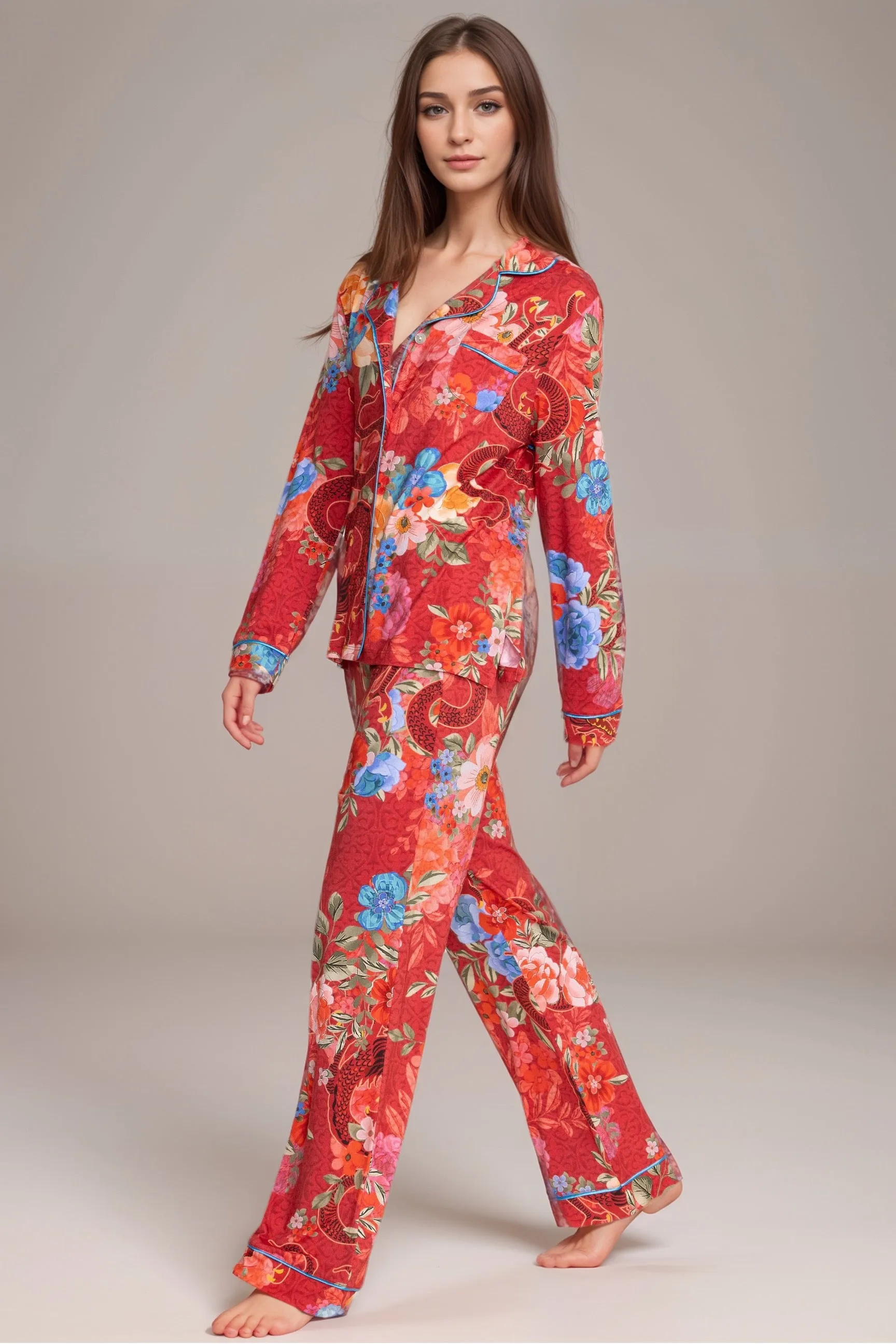 Johnny Was The Carly Tatsu Long PJ Sleep Set Plus Size MS8224-LX